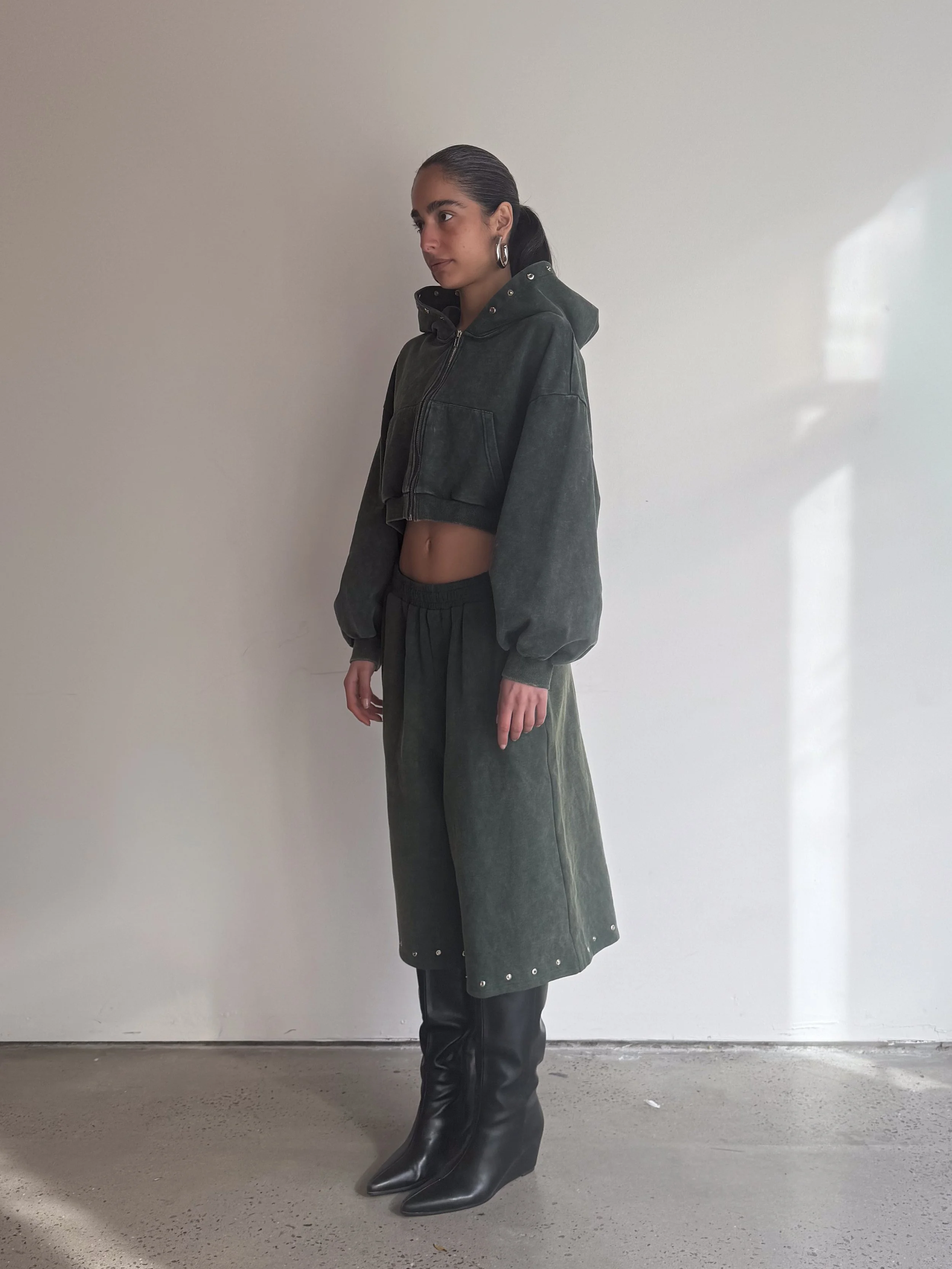 BioLeather Low Waist Midi Leather Skirt With Front Slit — DANZ